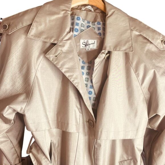 Sherwood | Tan Belted Trench Coat Vintage Classic Lined Size 10 | VGUC - Picture 4 of 14